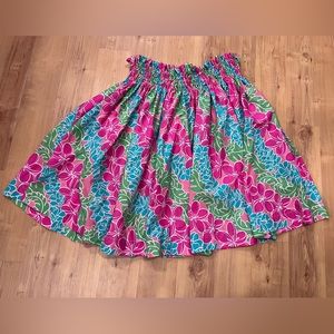 HAWAIIAN PAU PA'U HULA DANCE SKIRT 28” LONG PINK PLUMERIA PRINT ADULT NEW